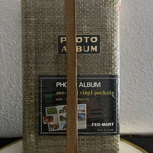 Vintage Photo Albums 2 Vinyl Rattan Pocket Photo Green Gold 3.5”  X 5” New Japan